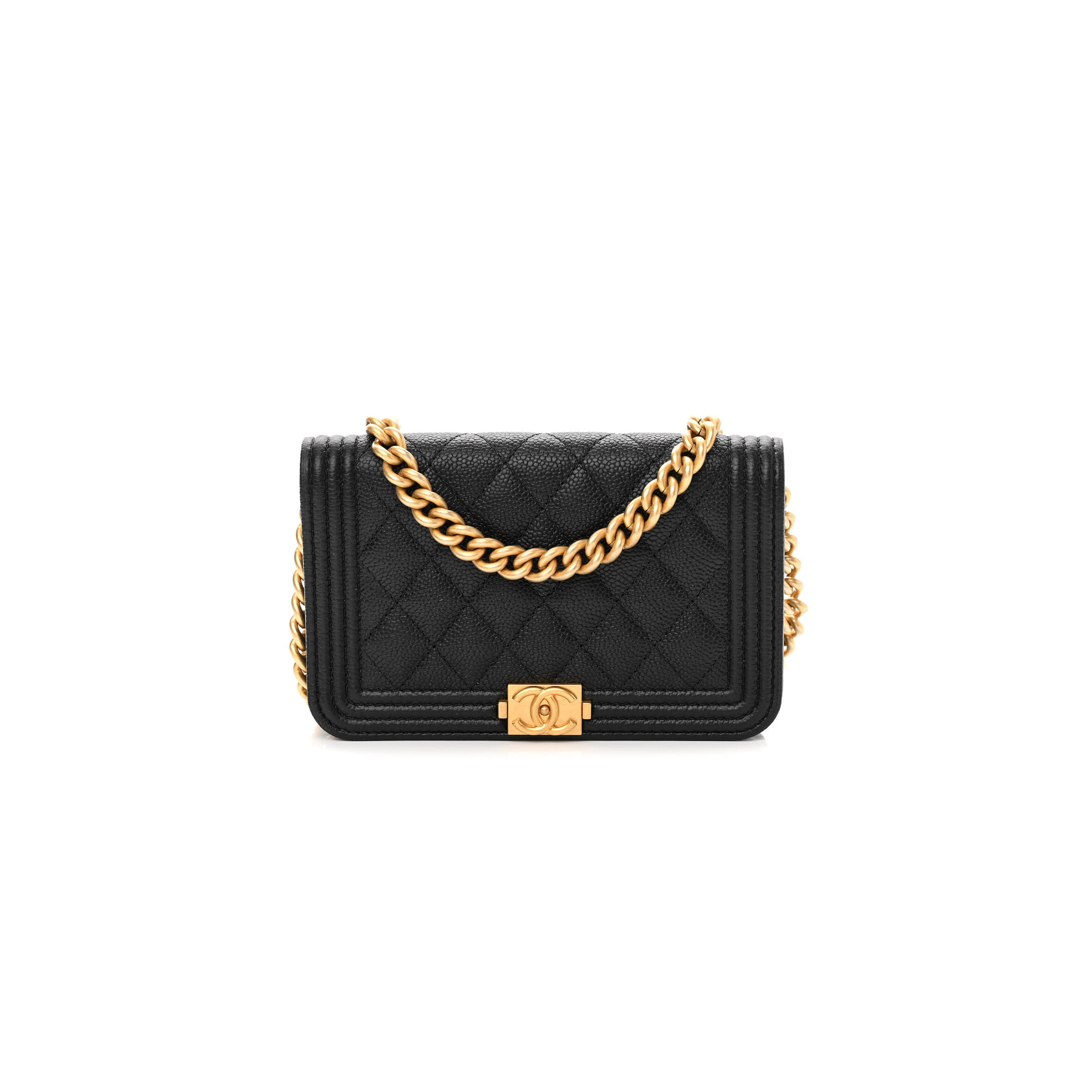 CHANEL CAVIAR QUILTED BOY CLUTCH WITH CHAIN BLACK AP2205 (15*10*3.5cm)